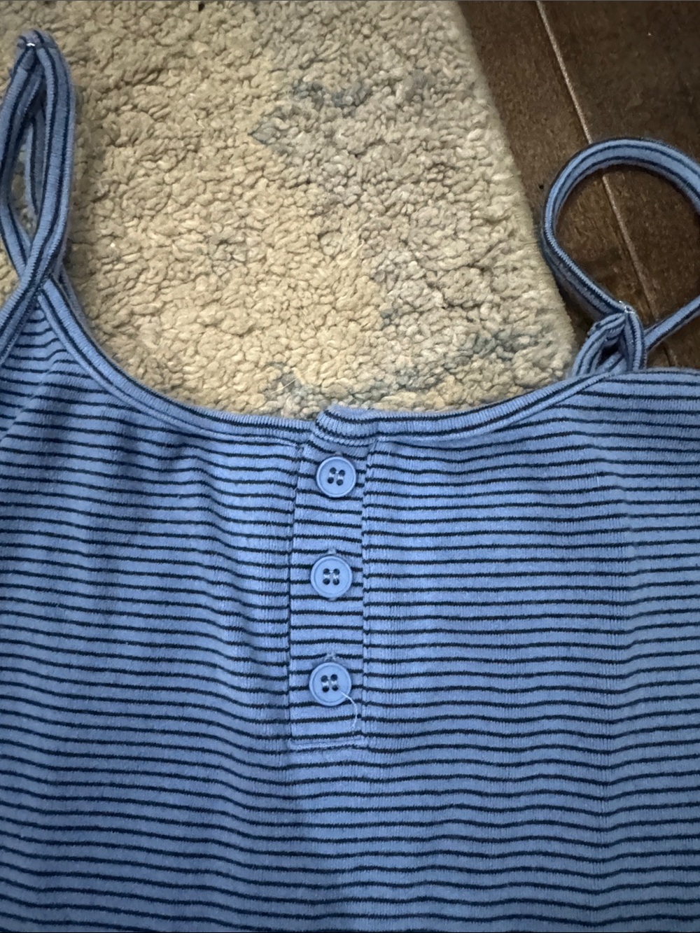 Edikted Light Blue Striped Button-Front Cami - Picture 2 of 6